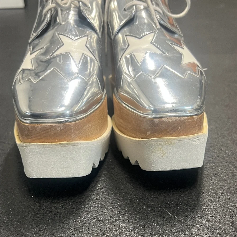 Stella McCartney Silver Star Platform Lace-Up Shoes - Picture 7 of 8